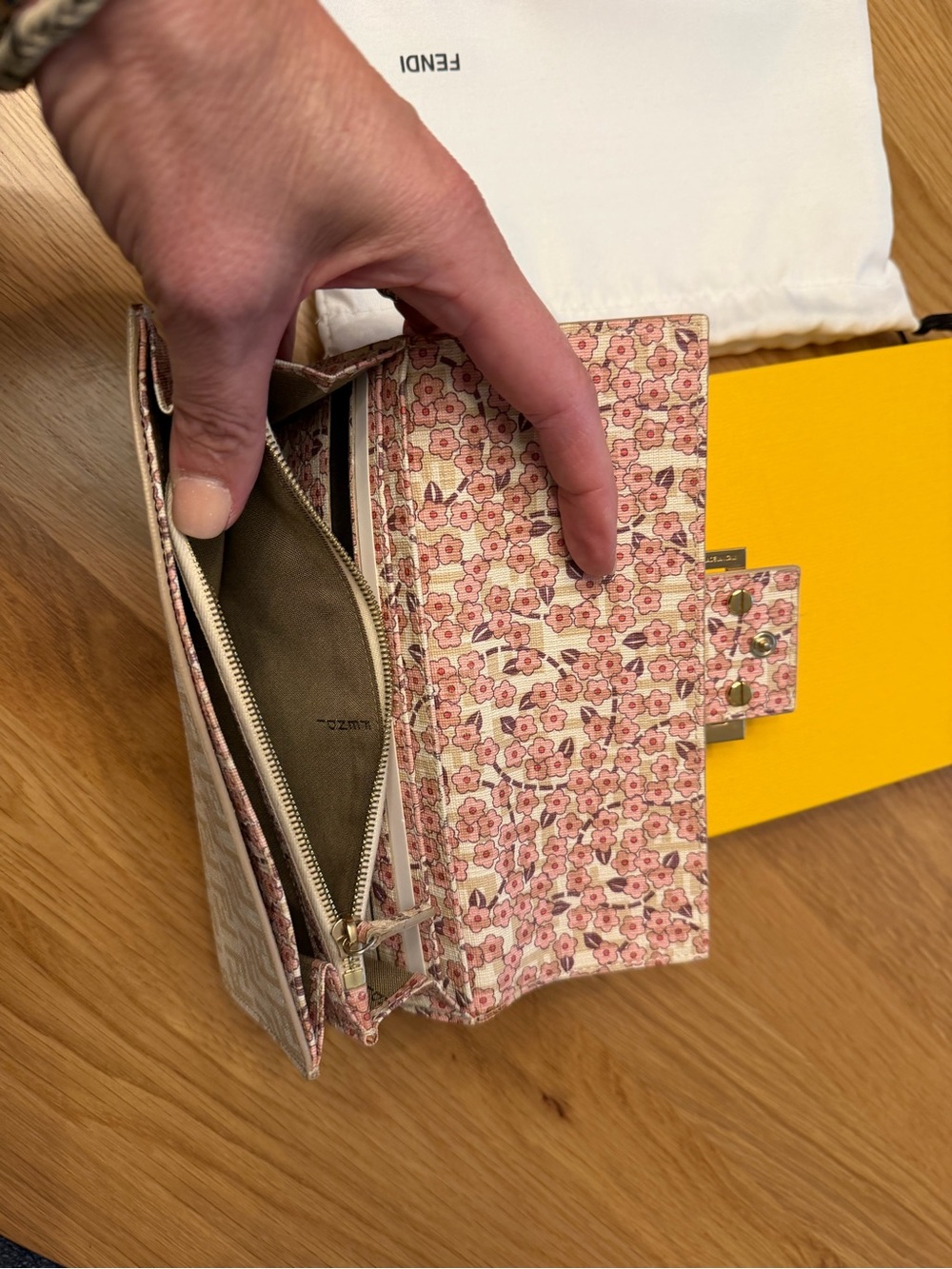 Fendi Beige FF Logo Continental Wallet with Gold Buckle Accent - Picture 3 of 15